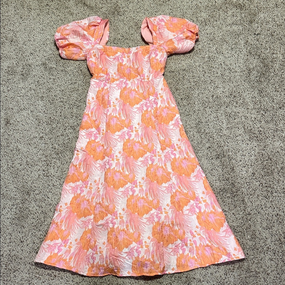 Floral Pink and Orange Womens Dress